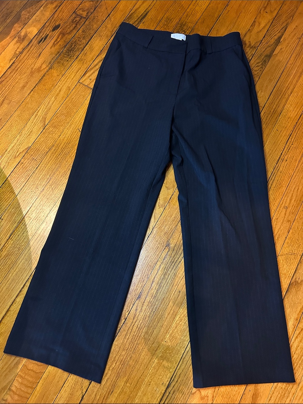 H&M Navy Pinstripe Wide-Leg Trousers